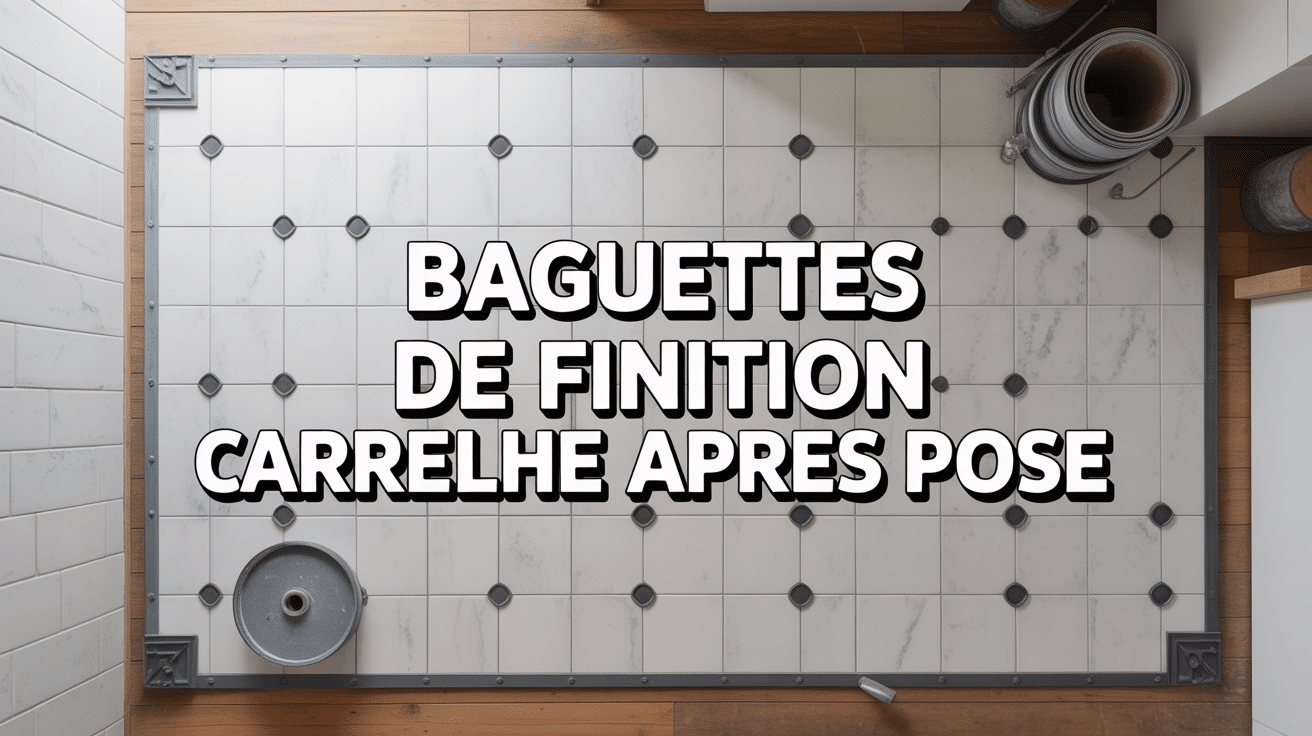 vue d'ensemble carrelage avec baguettes finition après pose sur angles et bordures