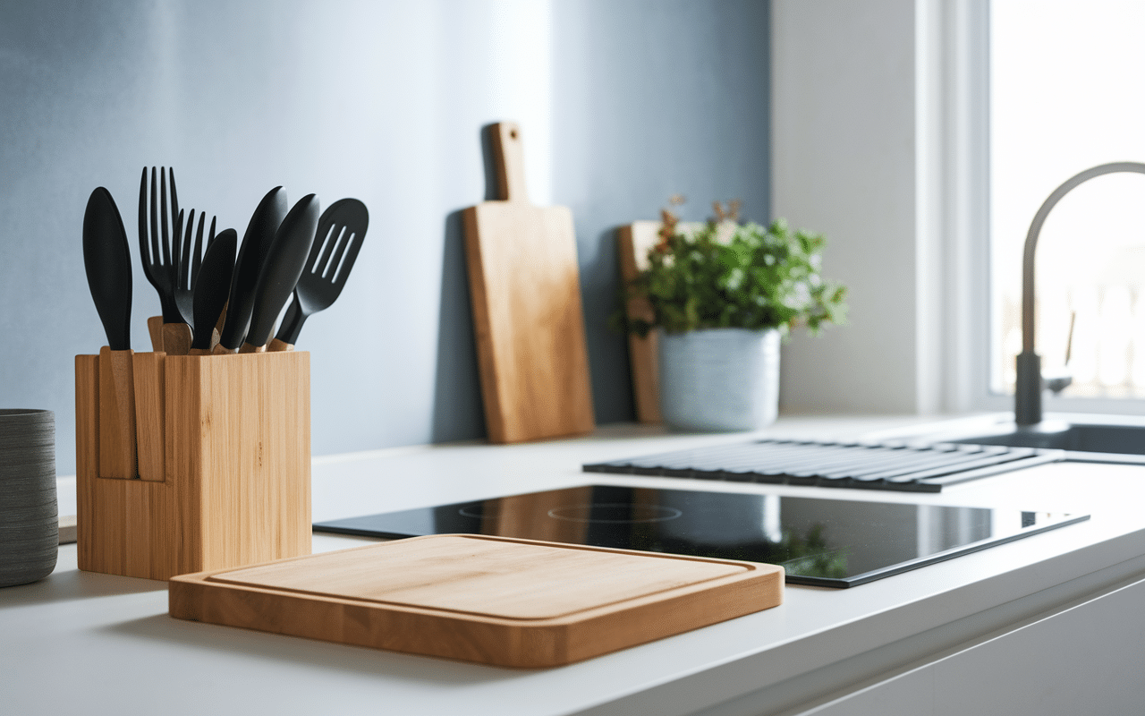 ustensiles de cuisine pratiques pour cadeau crémaillère dans cuisine moderne