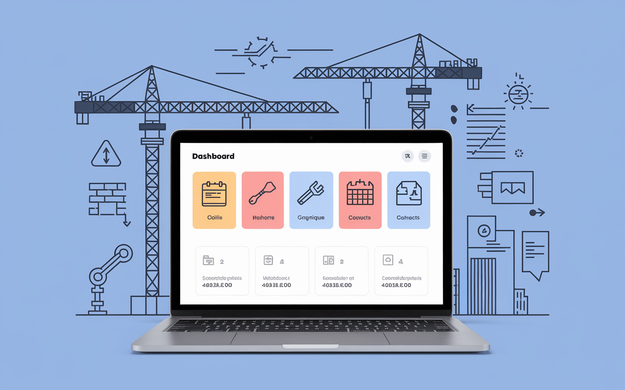 Interface gestion chantier moderne Chantieraccess sur laptop