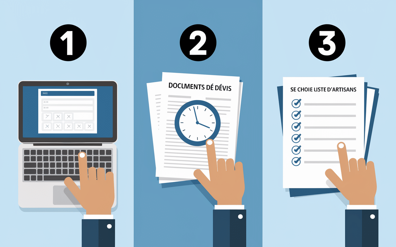 Processus en 3 etapes pour devis travaux habitatpresto