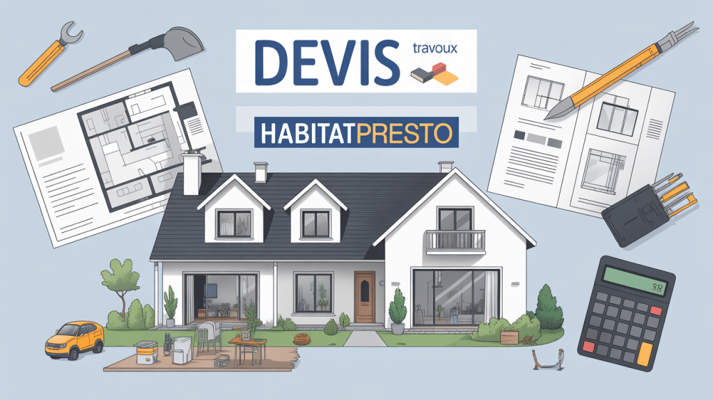 Maison moderne avec outils et plans devis travaux habitatpresto