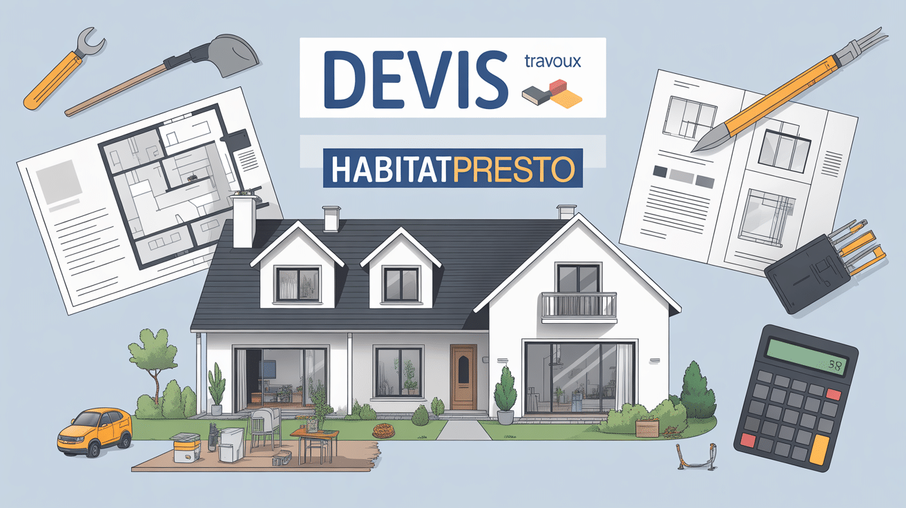 Maison moderne avec outils et plans devis travaux habitatpresto