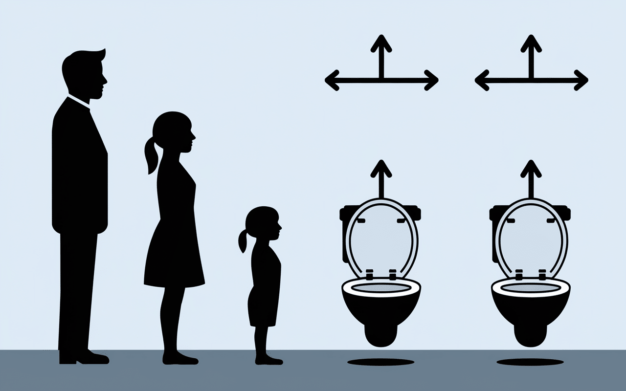 silhouettes différentes hauteurs wc suspendu ajustées