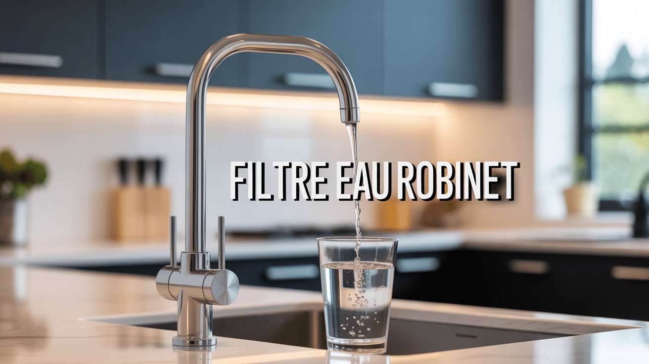 Robinet cuisine acier inoxydable avec filtre eau robinet intégré et gouttes d'eau