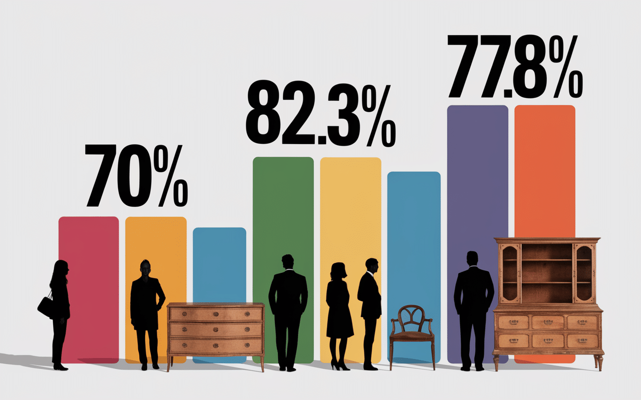 graphique croissance pourcentage design market meubles vintage