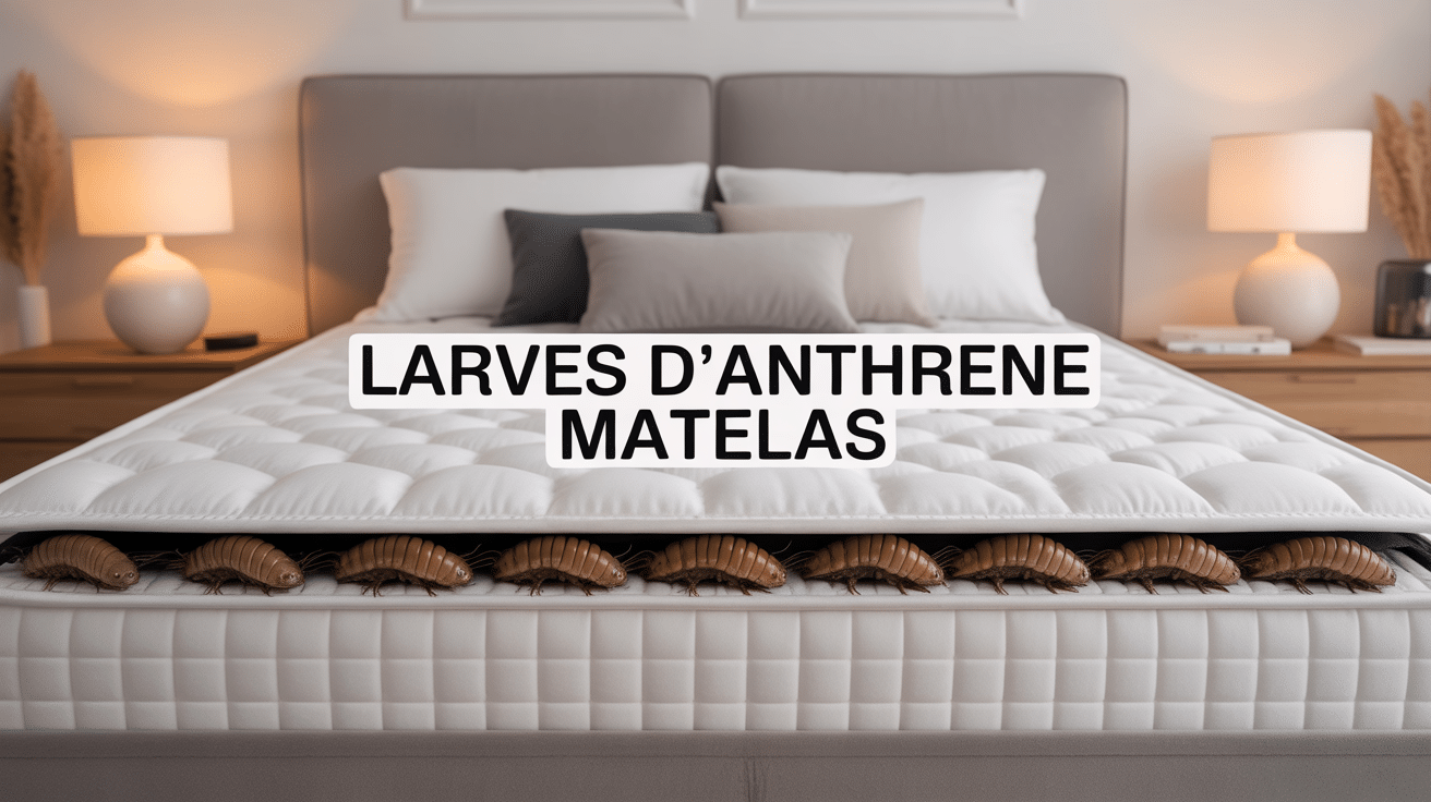 Matelas blanc en coupe avec larves d anthrène matelas visibles