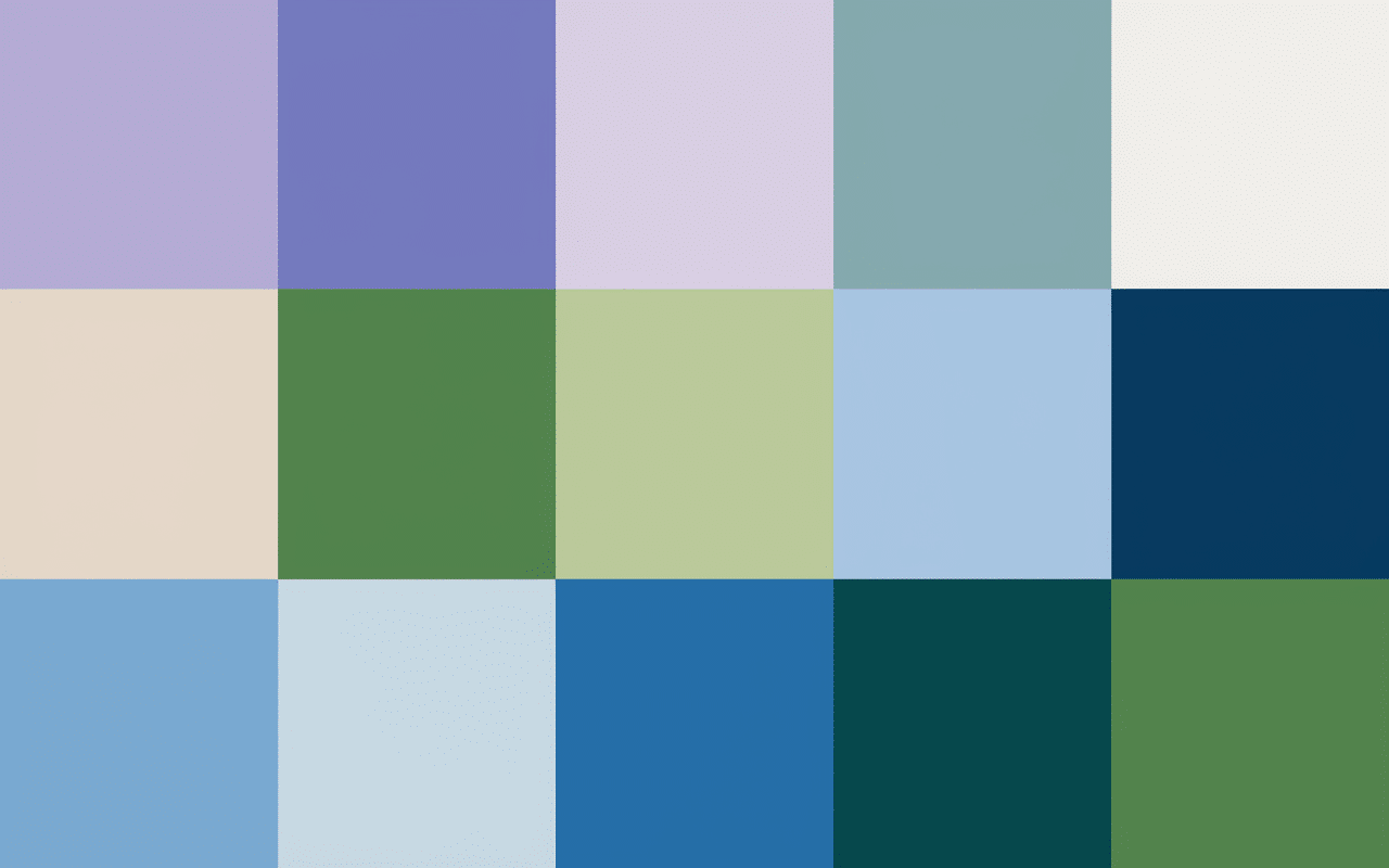 échantillons couleurs en l courantes lilas lavande lin lime