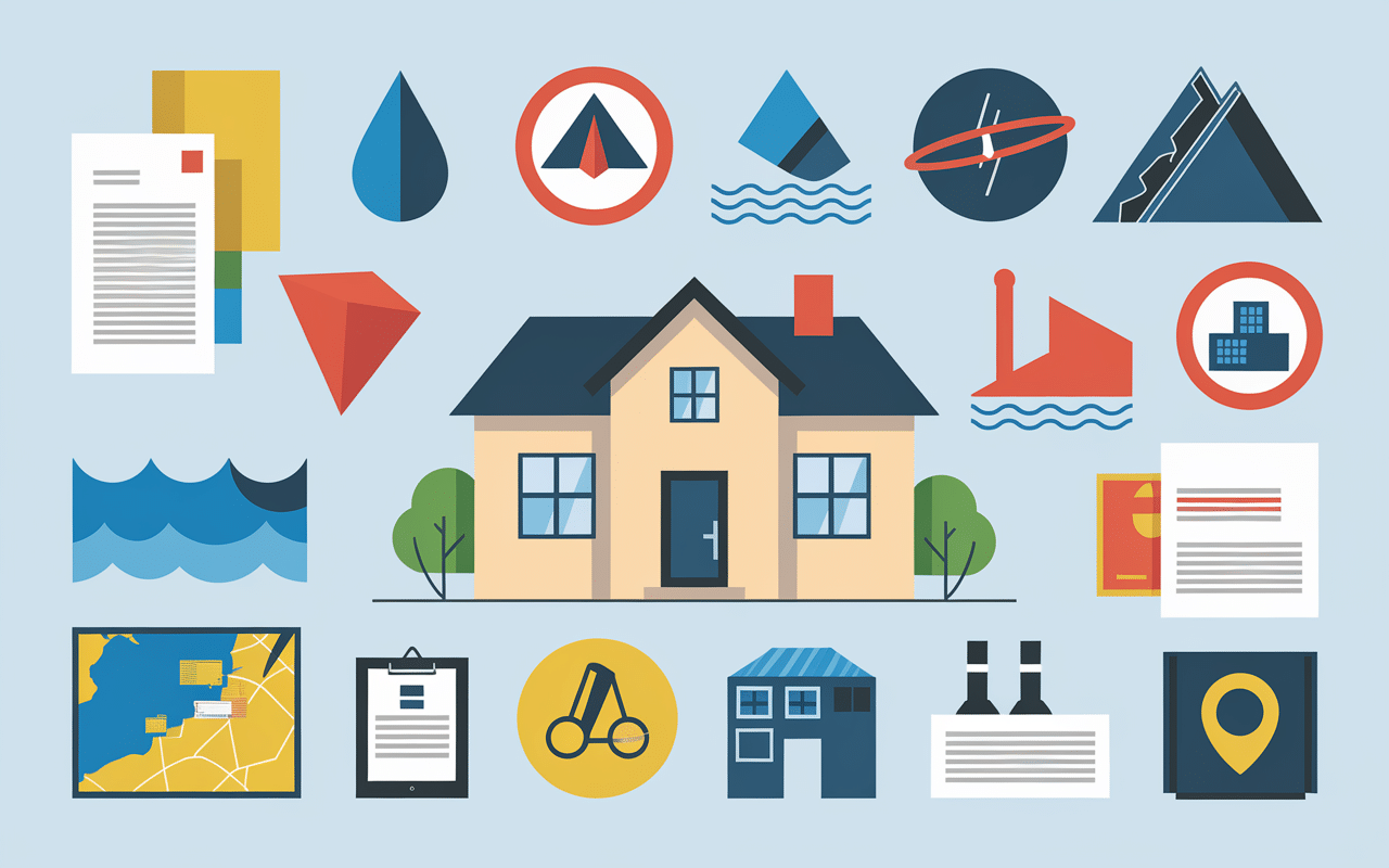 Maison avec symboles risques Notarisque immobilier