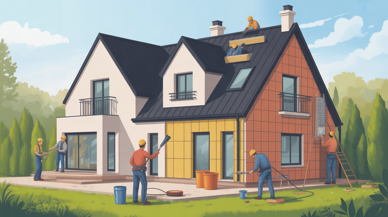 isolation exterieur maison 100m2 facade avec echafaudages