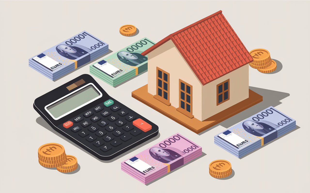 calculatrice et euros symbolisant prix monte charge maison