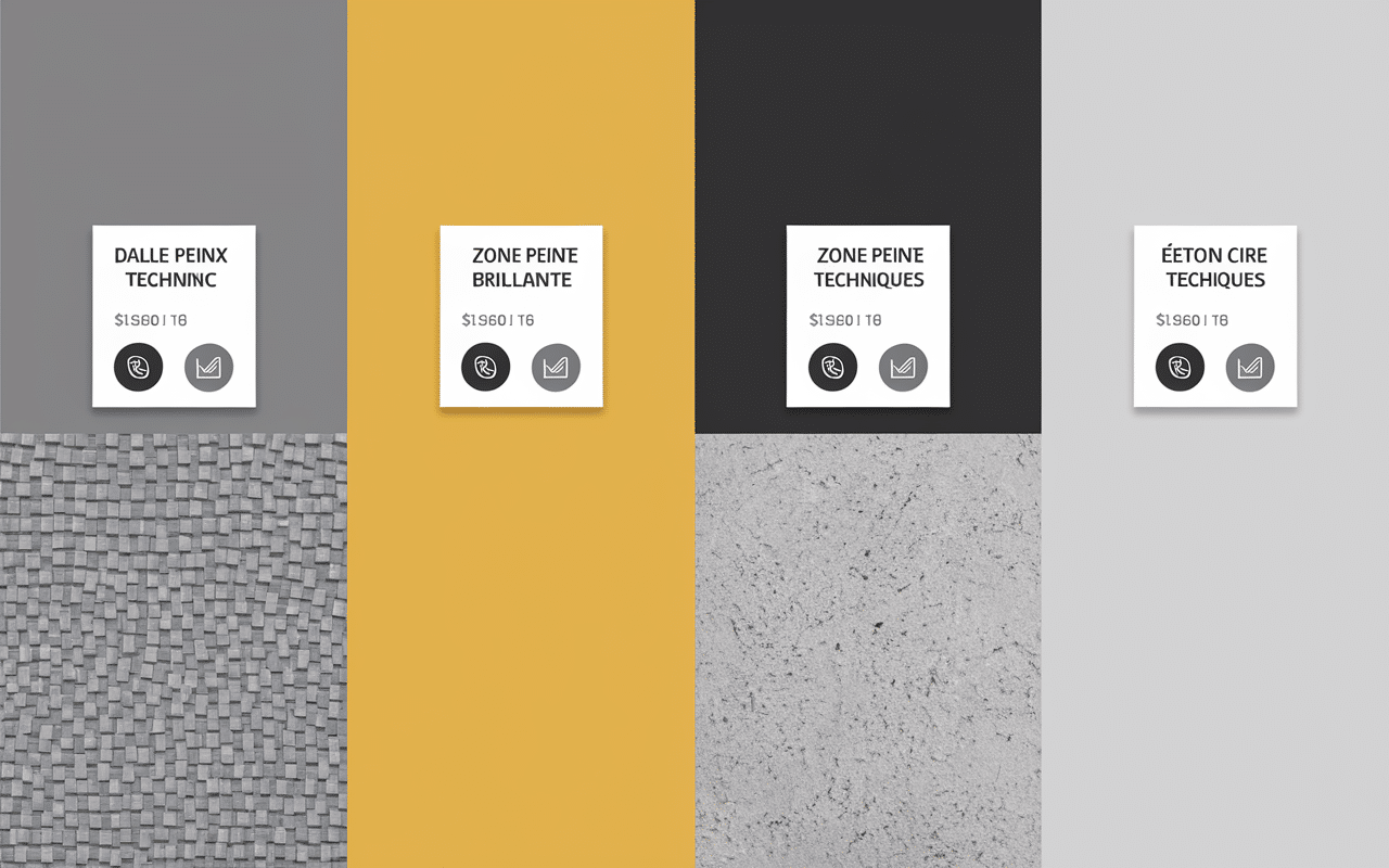 Echantillons revetement pour sol garage avec tableau comparatif