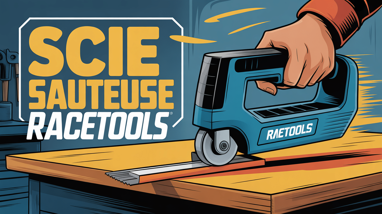 Scie sauteuse Racetools découpant bois atelier moderne