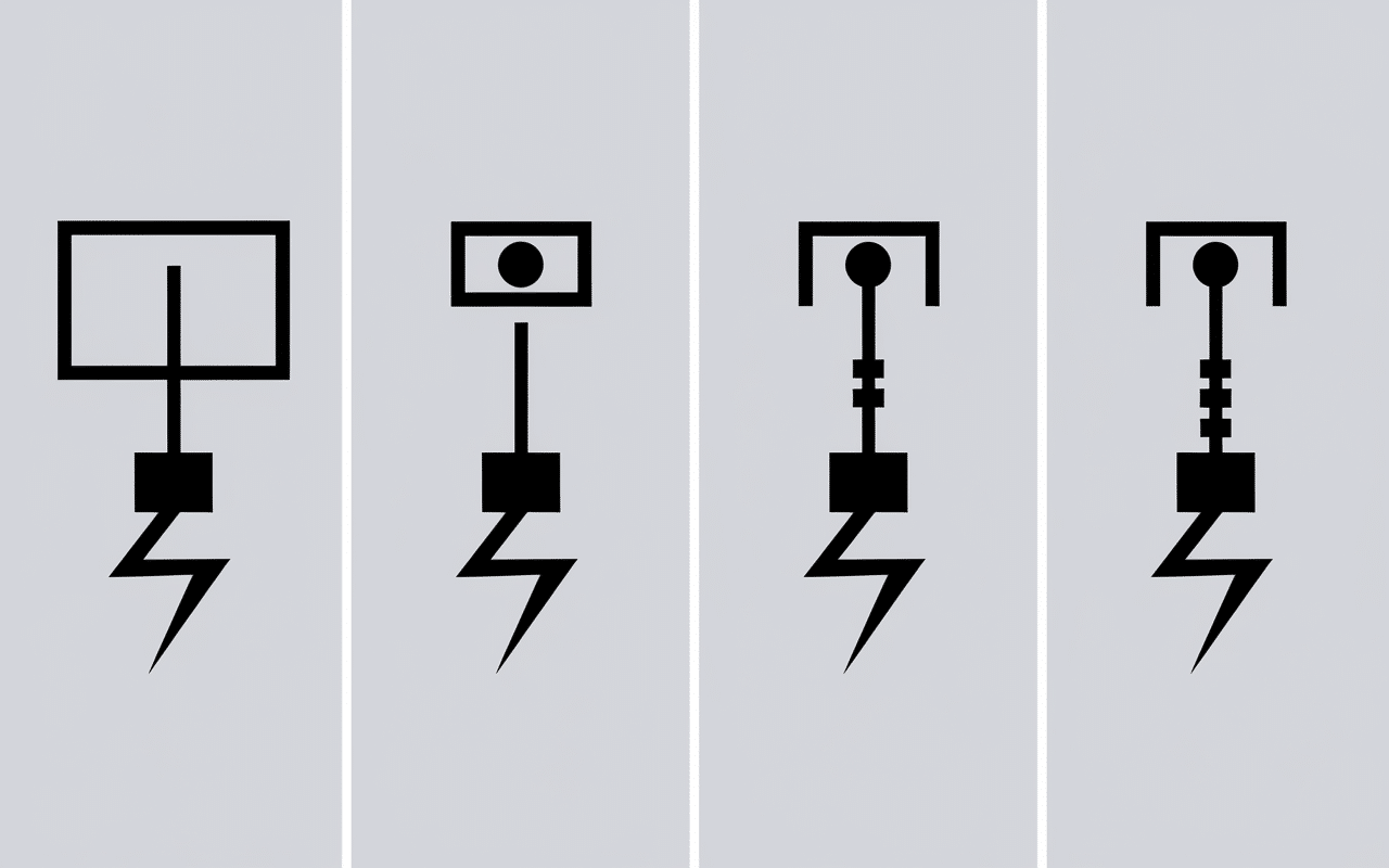 Tableau comparatif des symboles disjoncteur et autres appareillages électriques