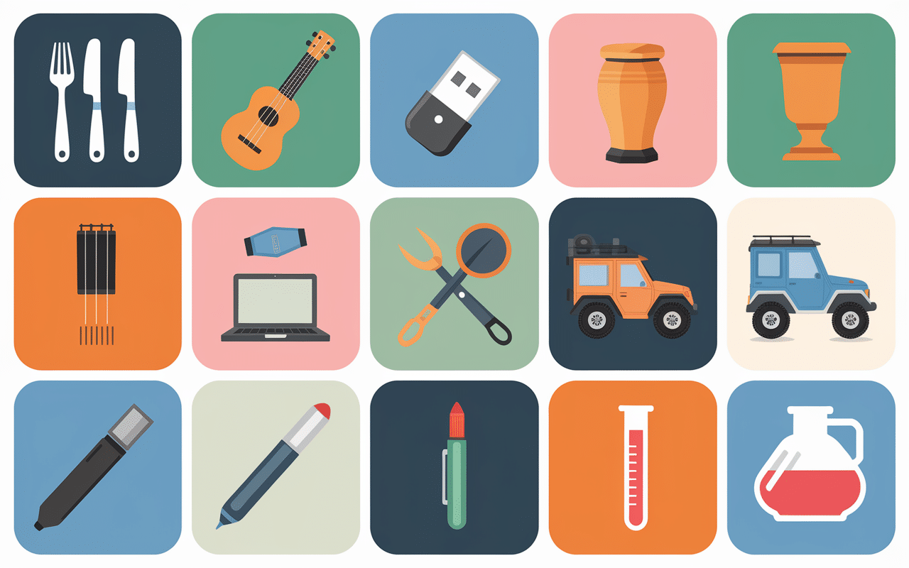 Infographie top 15 objets en U organisés en grille