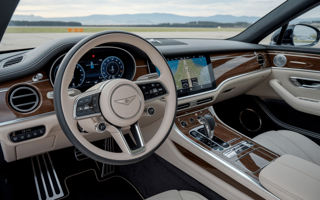 Tableau de bord automobile en bois courbé moderne