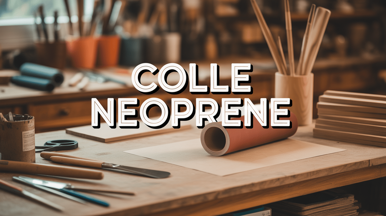 Tube de colle néoprène et outils de bricolage en atelier
