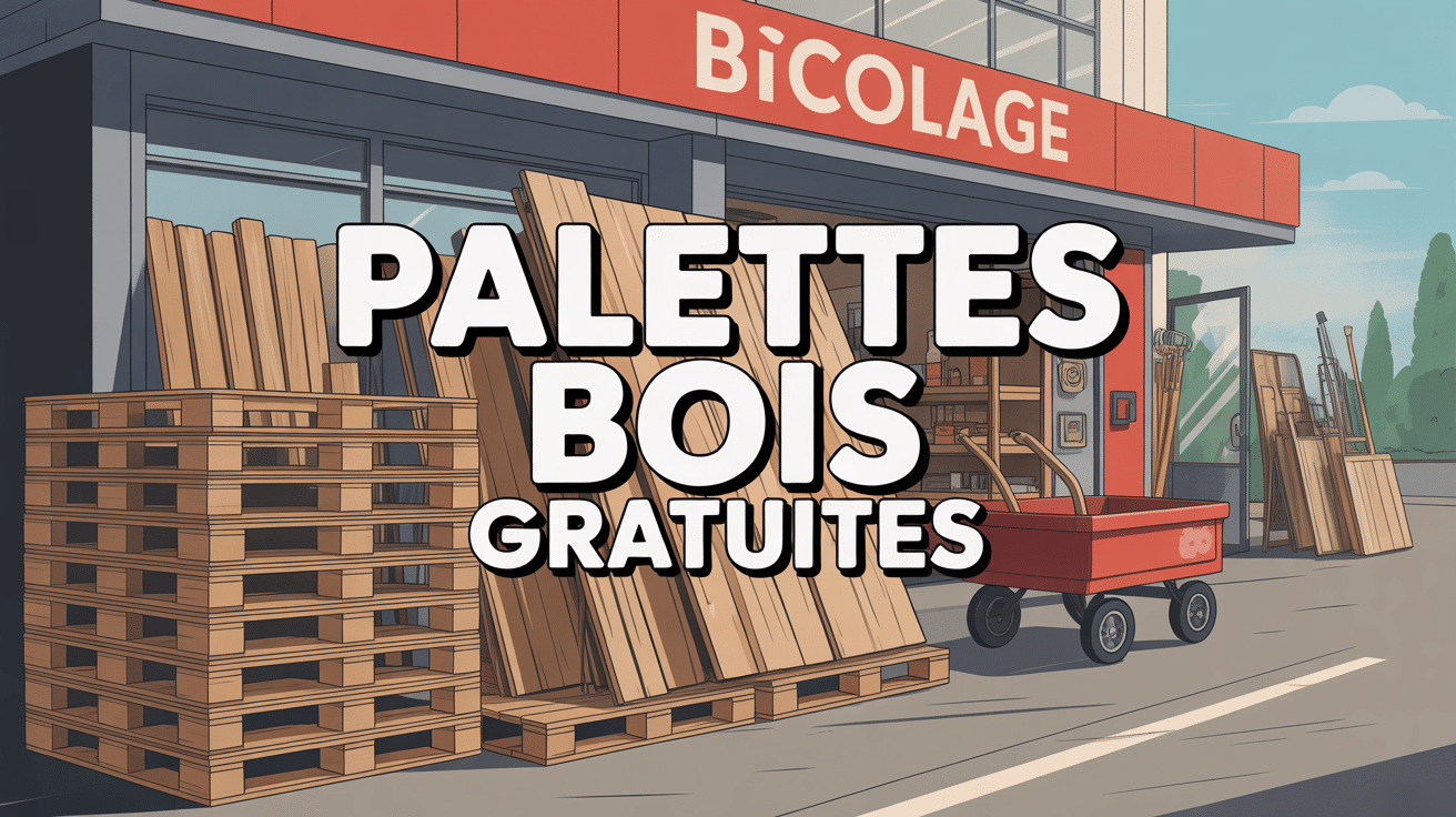 Palette bois gratuite devant magasin bricolage