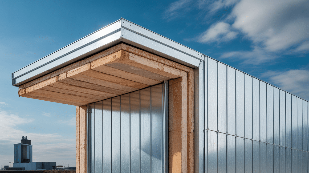 Vue en coupe d'un panneau sandwich toiture