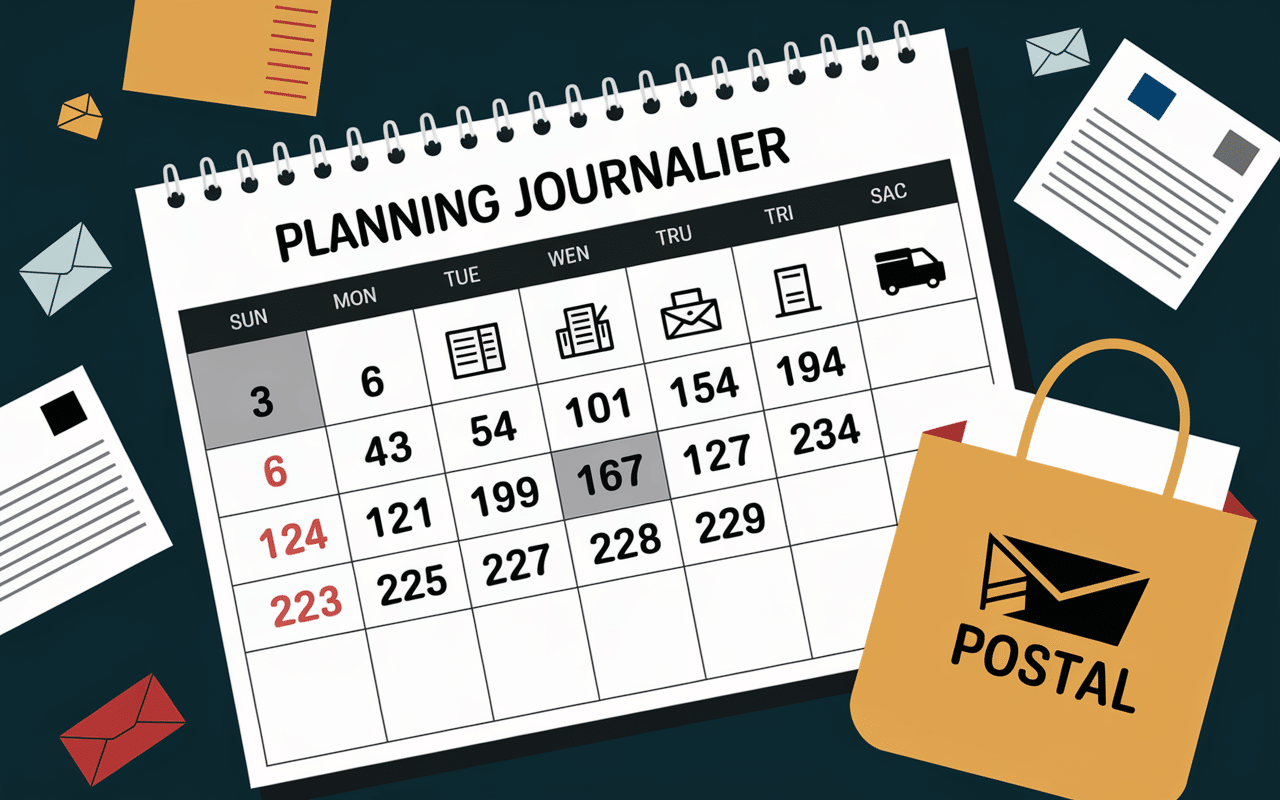 Planning quotidien facteur avec horaires et activités