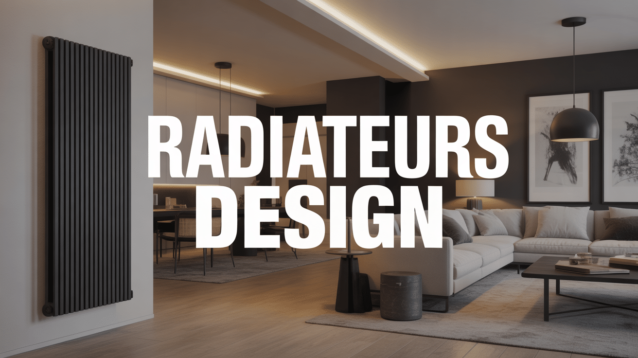 Radiateur design vertical noir élégant dans un salon moderne