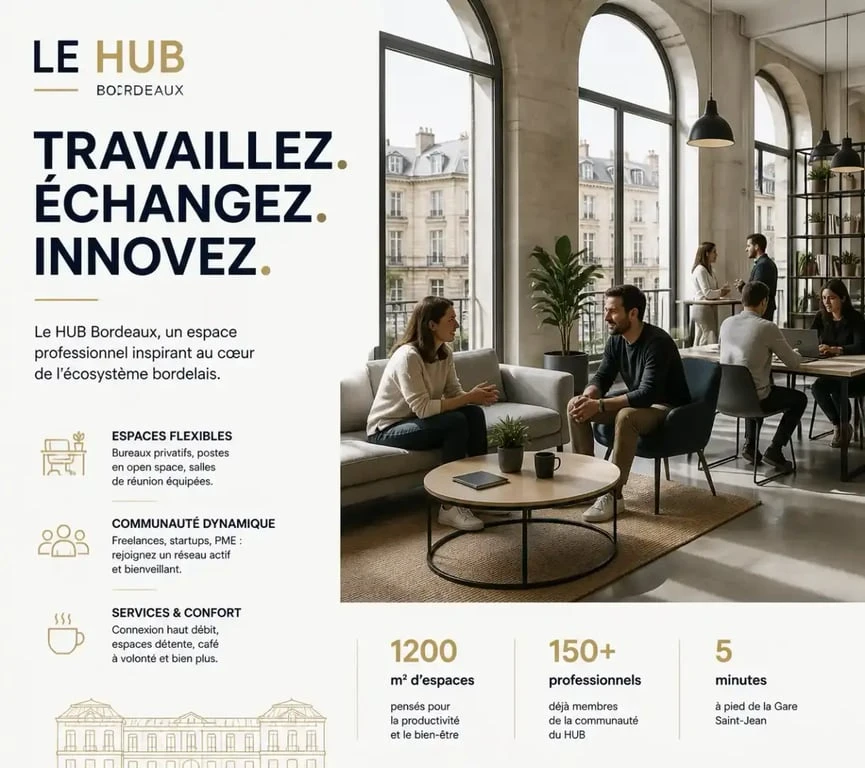 Espace de travail collaboratif et networking dans un coworking à Bordeaux