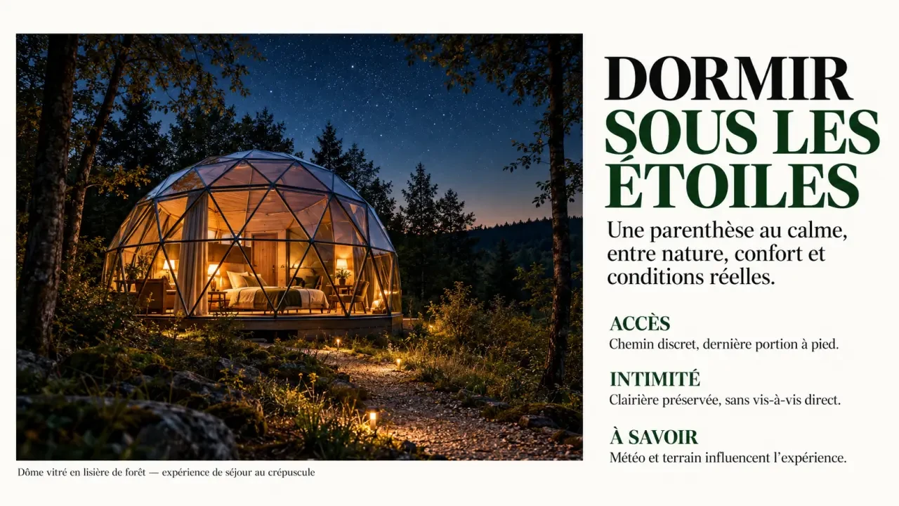 Dôme au cœur de la nature, exemple d'habitat insolite pour observer les étoiles
